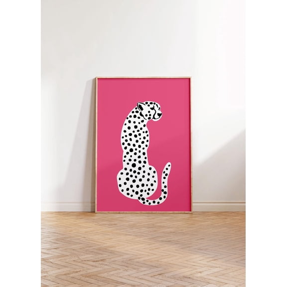 Hot Pink Cheetah and Leopard Animal Wall Art, Unframed Paper Print Size 8x12