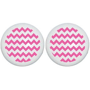 Hot Pink Chevron Print Drawer Knobs Gloss Ceramic Cabinet Pulls Chevrons Nursery Decor (Set of Two)