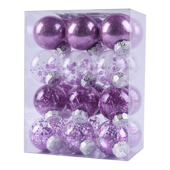 Hot Pink 24 Pieces Hot Pink 6Cm Christmas Tree Ornament Pendant Plastic Ball Decorations For Home Party Holiday Decoration
