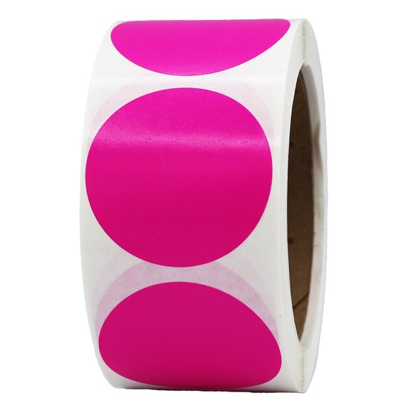 Hot Pink Circle Stickers | 2" Inches Round | 500 Pack