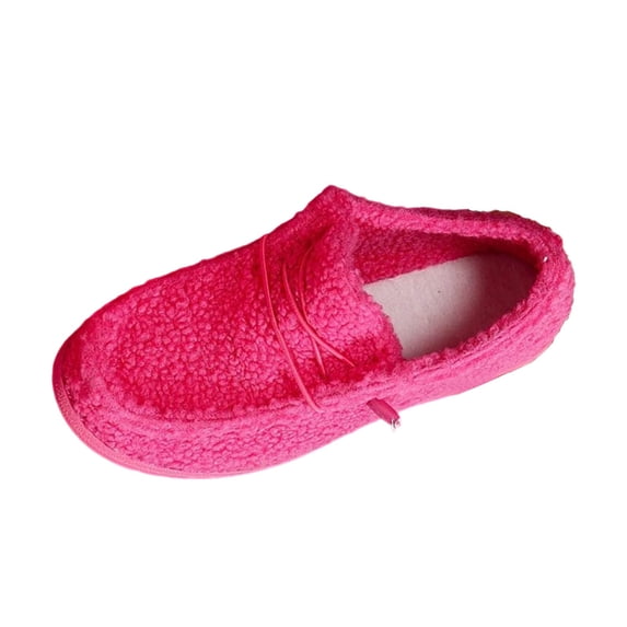 Hot Pink Womens Casual Flat Shoes Winter Warm Lined Thick Sole Comfortable Non-Slip Indoor Outdoor Fleece Booties