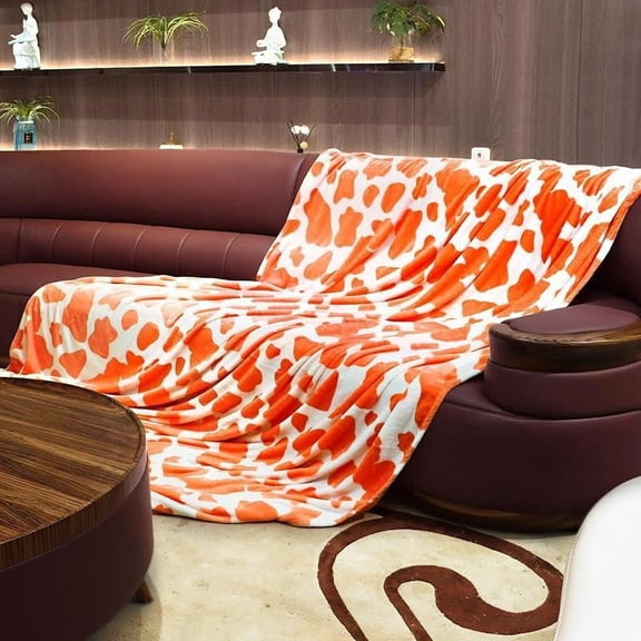 Hot Pink Cow Print Flannel Fleece Throw Blanket 60x80 Inch Soft Cozy Decorative Blanket for Bed Couch Sofa Camping Travel