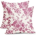 thumbnail image 1 of Hot Pink and Cream Floral Pillow Covers 16x16 Inch Set of 2 Vintage Floral Throw Pillow Covers Chinoiserie Flower Pillowcases Rustic Farmhouse Cotton Linen Cushion Covers for Couch Bed Sofa Decor, 1 of 6