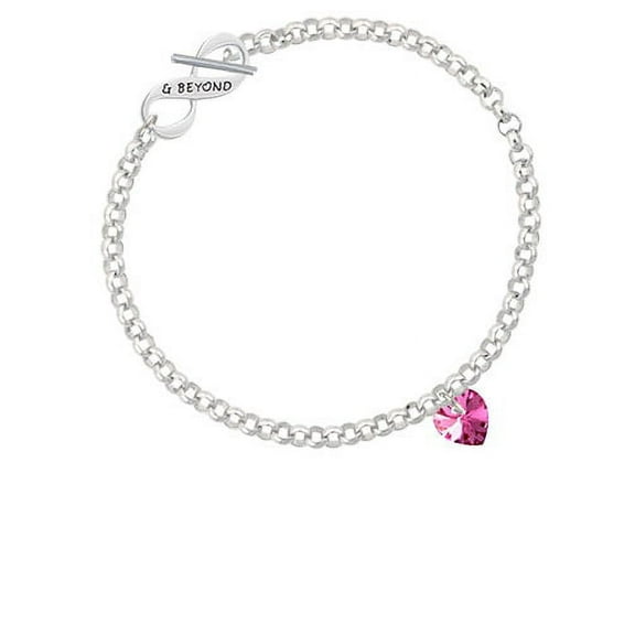 Hot Pink Crystal Heart & Beyond Infinity Toggle Chain Bracelet
