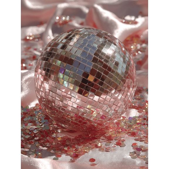 Hot Pink Disco Mirrorball Canvas Print, Preppy Dopamine Y2K Dorm Bedroom Home Wall Decor Art