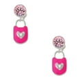 thumbnail image 1 of Delight Jewelry Hot Pink Enamel Lock with Clear Crystals Pink Crystal Clip on Earrings, 1 of 5