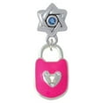 thumbnail image 1 of Hot Pink Enamel Lock with Clear Crystals - Star of David with Blue Crystal Charm Bead, 1 of 1