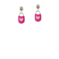 thumbnail image 1 of Hot Pink Enamel Lock with Clear Crystals - Yellow Crystal Paw Earrings, 1 of 1