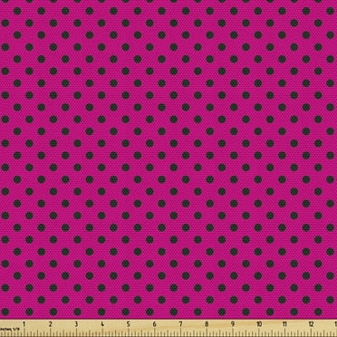 Ambesonne Hot Pink Fabric by the Yard Upholstery, Pop Art Inspired Dots, 1 Yard, Hot Pink Black