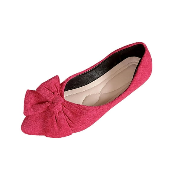 Hot Pink Feminine Seasonal Summer Solid Color Bow Outer Wear Heel French Flat Bottom Sandals For Indoor Outdoor Use