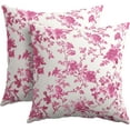 thumbnail image 1 of Hot Pink Floral Pillow Covers 18x18 Inch Set of 2 Pink and Cream Chinoiserie Flower Outdoor Decorative Throw Pillows Vintage Rustic Toile Pillowcases Cushion Covers for Couch Home Decor, 1 of 1