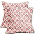 thumbnail image 1 of Hot Pink Floral Pillow Covers 20x20 Inch Set of 2, Vintage Flower Block Print Pattern Decorative Throw Pillowcases Outdoor Farmhouse Cushion Covers Spring Summer Rustic Sofa Couch Bed Decor, 1 of 6