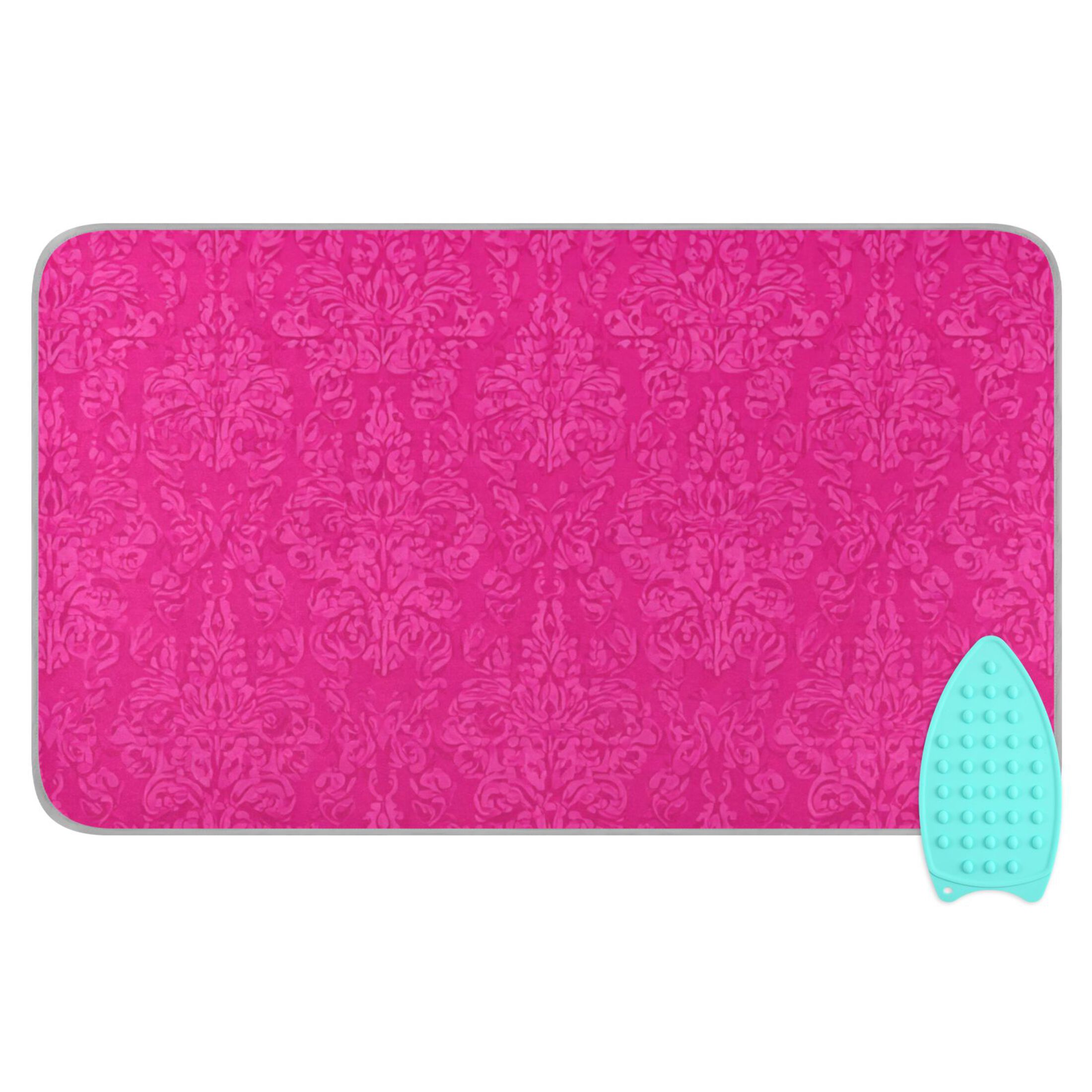 Hot Pink Flower Patterns Ironing Mat Blanket Portable Travel Ironing Pad Heat Resistant Pad 47.2" x 27.6”