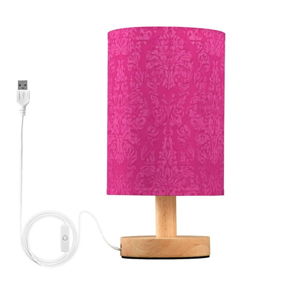 Hot Pink Flower Patterns Table Lamp with USB Port LED Warm Light Lamp Night Light Home Decor
