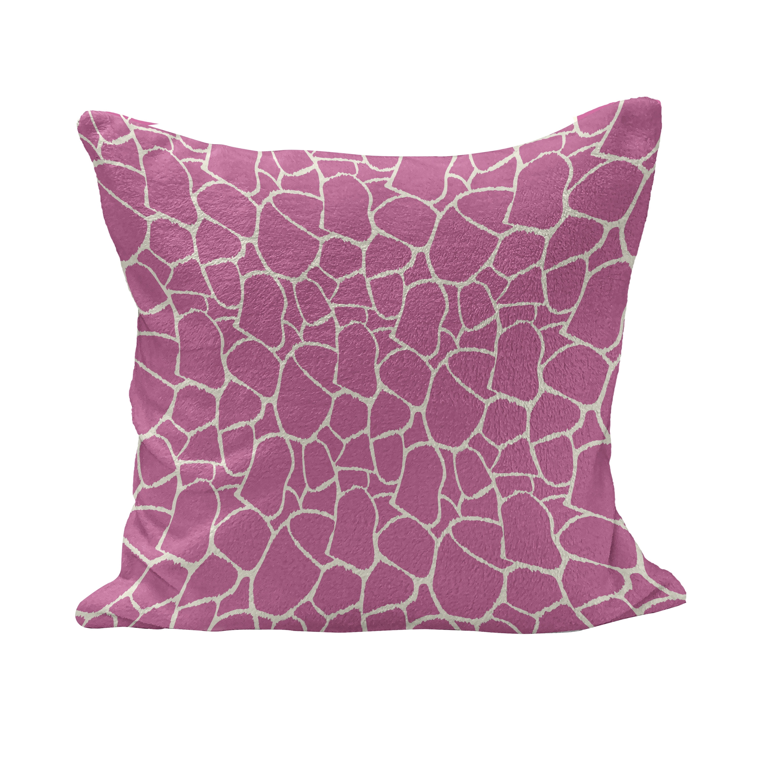 Hot Pink Fluffy Throw Pillow Cushion Cover, Abstract Giraffe Skin