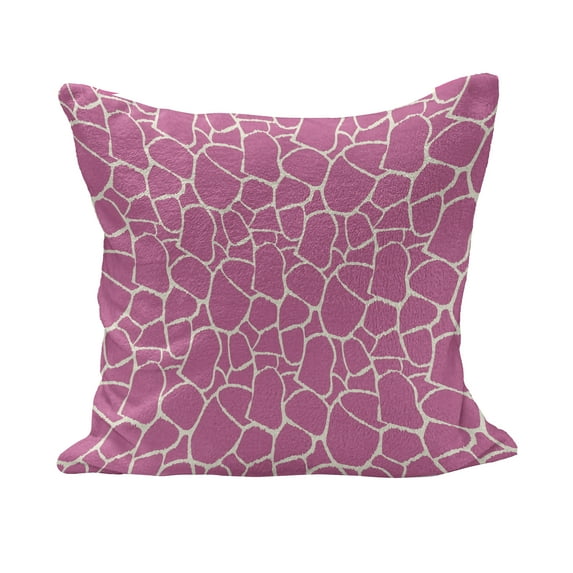 Hot Pink Fluffy Throw Pillow Cushion Cover, Abstract Giraffe Skin Pattern Vivid Color Exotic Animal Camouflage Safari Jungle, Decorative Square Accent Pillow Case, 40" x 40", Pink White, by Ambesonne