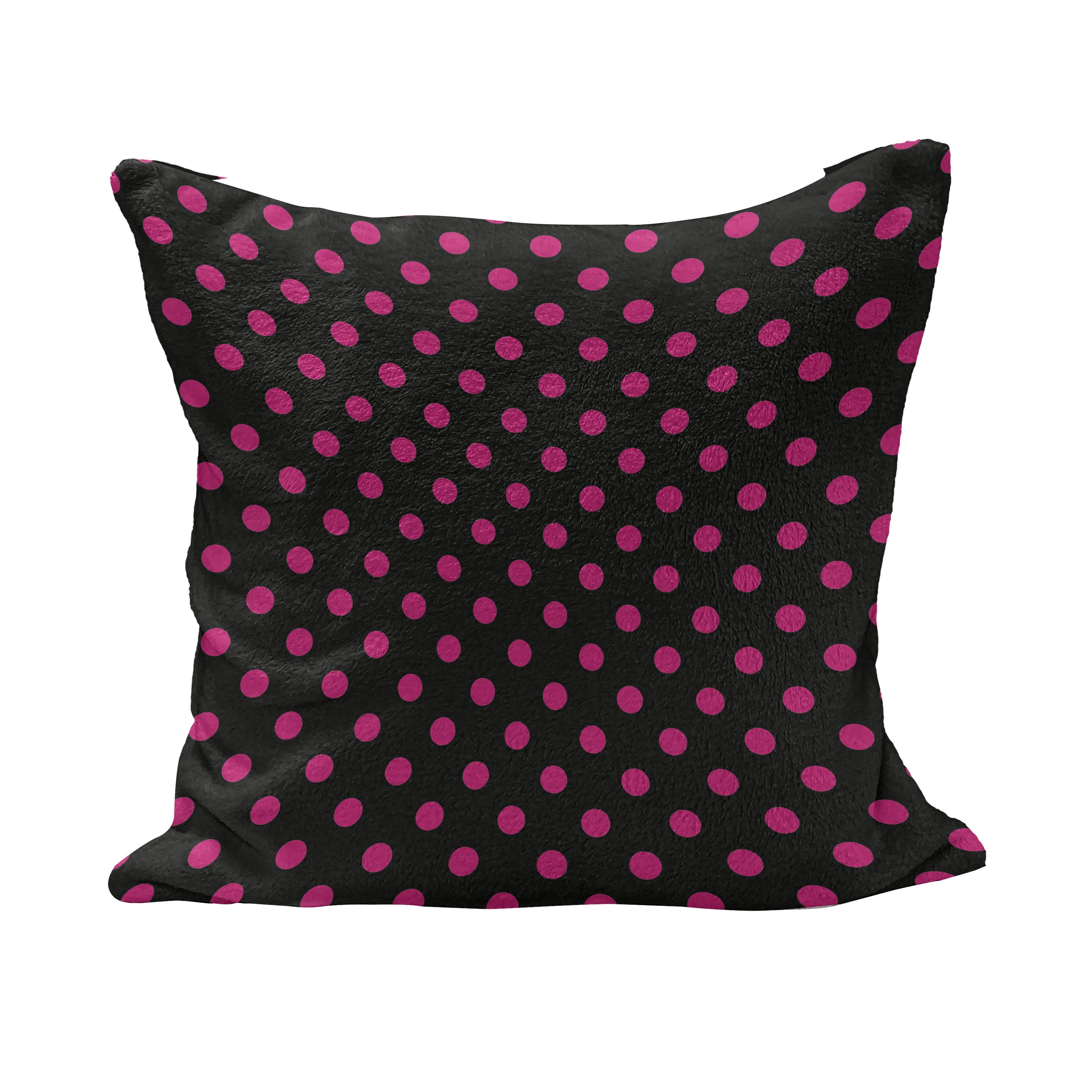 Hot Pink Fluffy Throw Pillow Cushion Cover, Old Fashioned Polka Dots