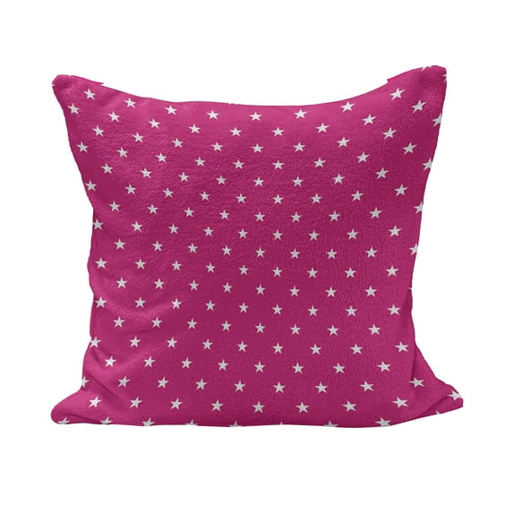 Hot Pink Fluffy Throw Pillow Cushion Cover, Symmetrical Pattern with White Stars Girlish Pattern Retro Party Tile, Decorative Square Accent Pillow Case, 28" x 28", Hot Pink White, by Ambesonne