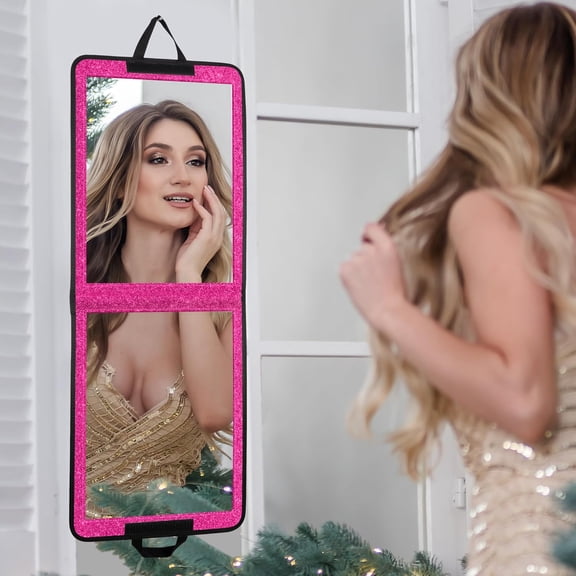 Hot Pink Folding Full-Length Mirror 33"L x 13"W