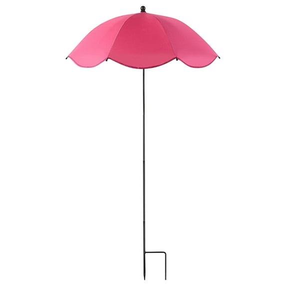 Hot Pink Garden Parasol With Metal Stake For Outdoor Plants Sun And Rain Shade Umbrella With Decorative Edge Hot Pink