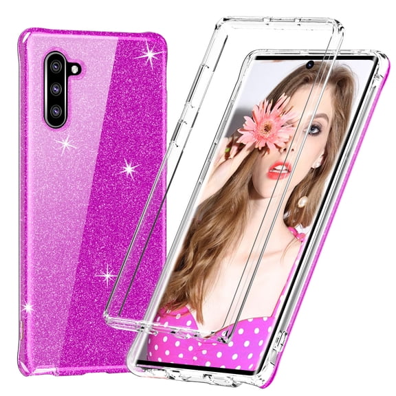 Hot Pink Glitter Case for Samsung Galaxy Note 10 ONLY Full Body Rugged Shock Proof Cover