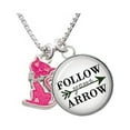 thumbnail image 1 of Hot Pink Glitter Cat Follow Your Arrow Glass Dome Necklace, 18"+2", 1 of 1