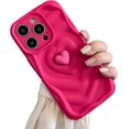 thumbnail image 1 of Hot Pink Heart Phone Case Compatible with iPhone 14, Cute Aesthetic 3D Sweet Cool Hot Pink Love Heart Phone Soft Cases for Women Girls, 1 of 13