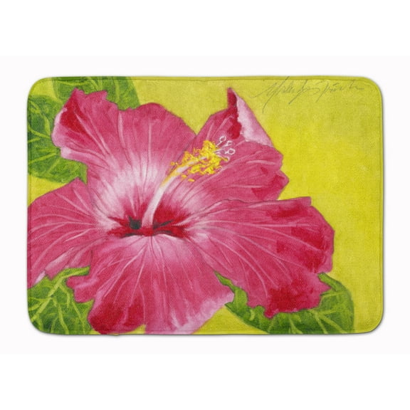 Hot Pink Hibiscus by Malenda Trick Machine Washable Memory Foam Mat