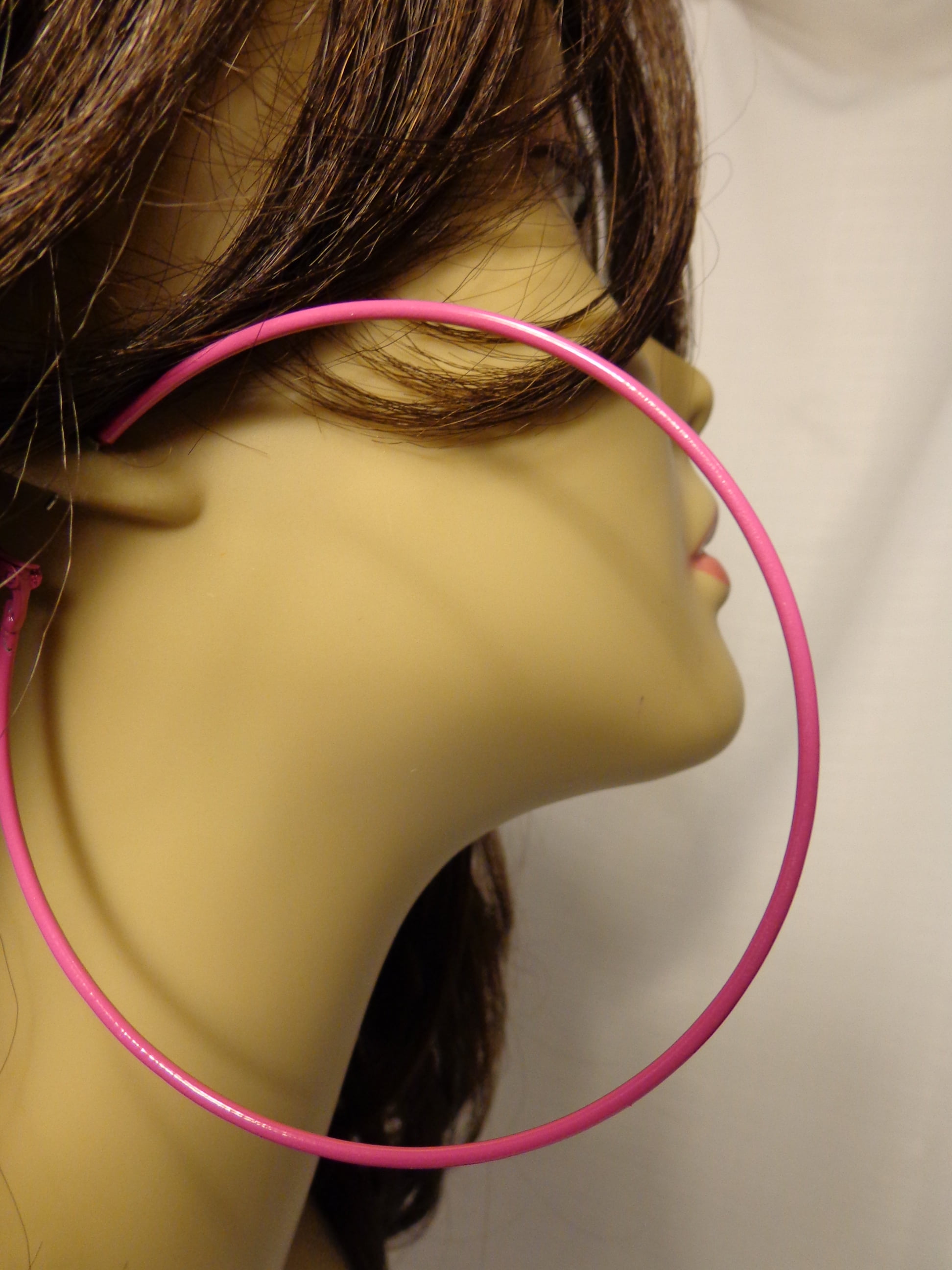 Hot Pink Hoop Earrings Large 3.5 inch Simple Thin Hoops - Walmart.com