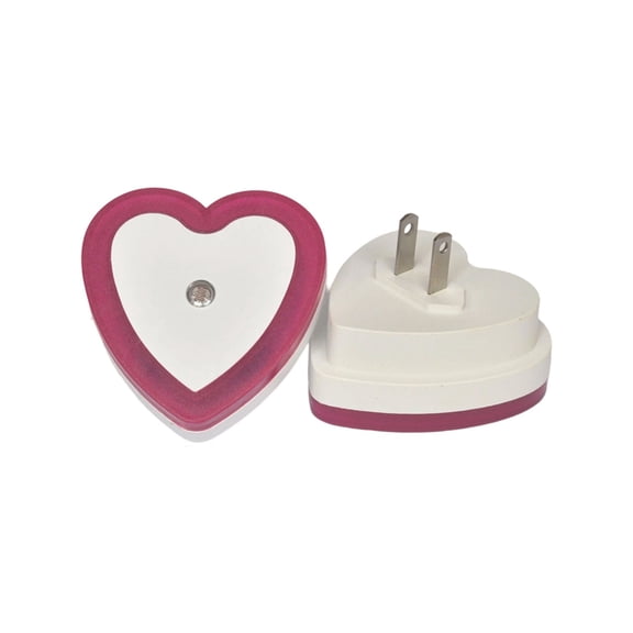 Hot Pink Hot Pink Heart Shaped Plug In Led Night Light With Dusk To Dawn Sensor Auto On At Night Off In Day Soft Warm Glow
