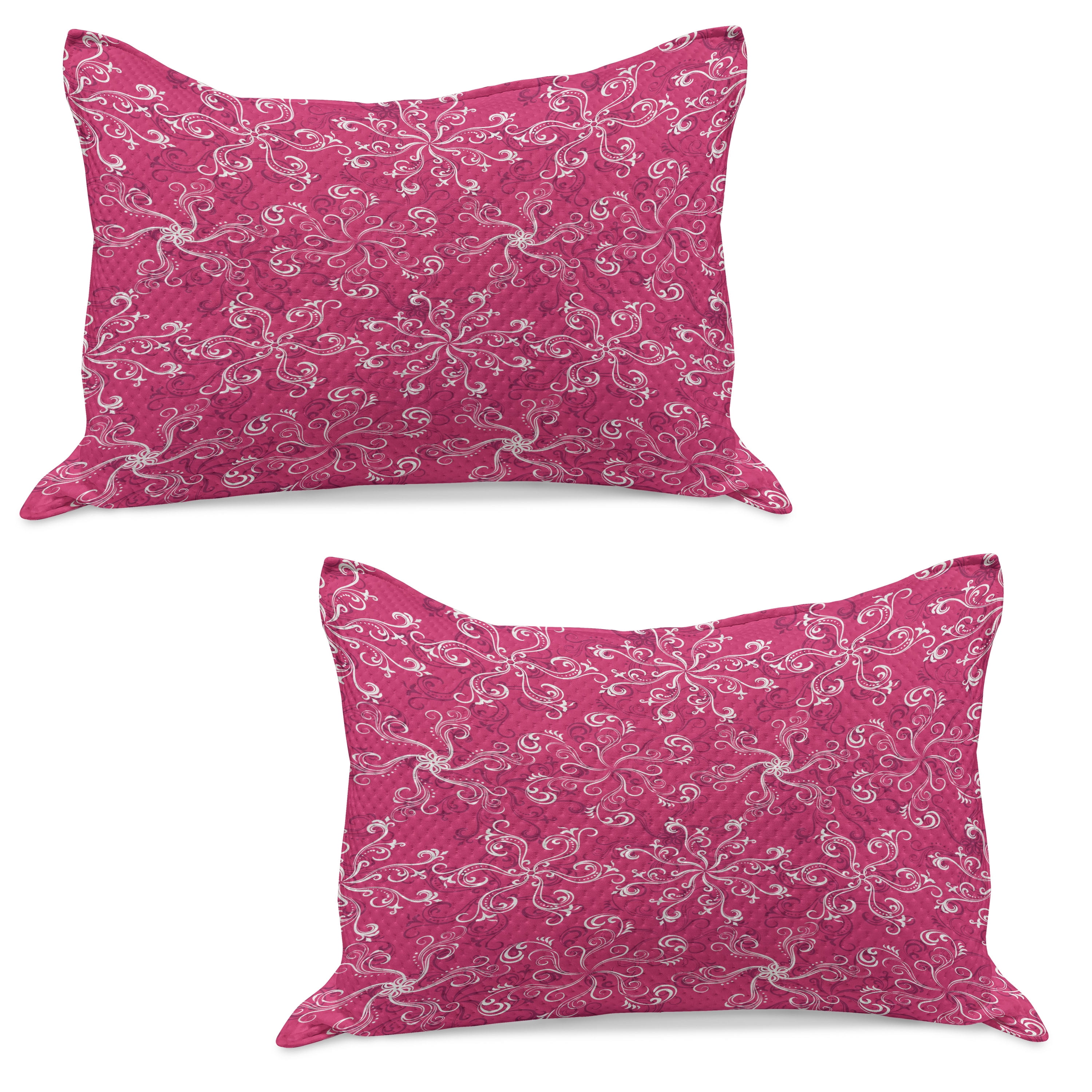 Hot Pink Knitted Quilt Pillowcover Set of 2, Floral Arrangement Pattern ...