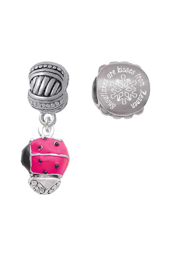 Hot Pink Ladybug Spinner Snowflakes are Kisses from Heaven Charm Beads (Set of 2)
