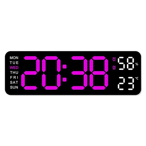 Hot Pink Led Digital Desk Clock With Temperature Display Jump Seconds Countdown For Bedroom White Pink Light