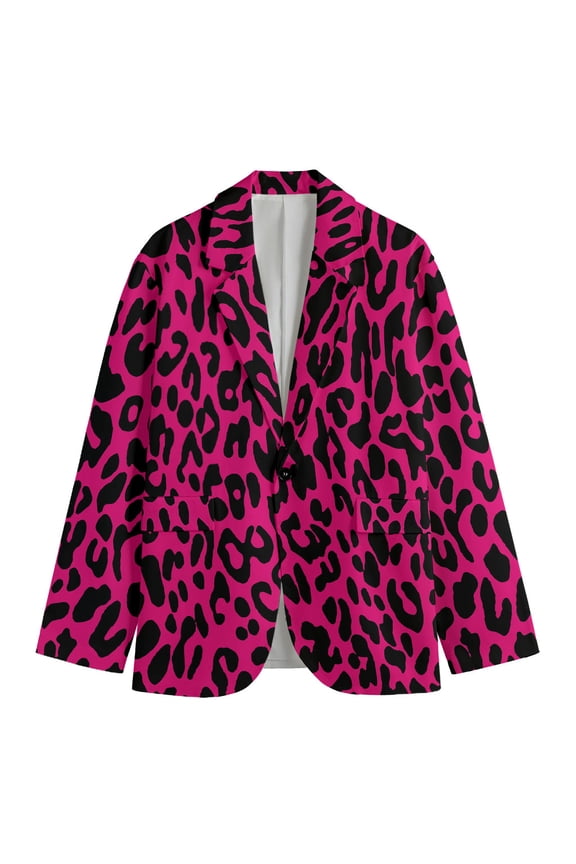 Hot Pink Leopard Print Men'S Blazer, Wide Animal Fun Novelty Blazer