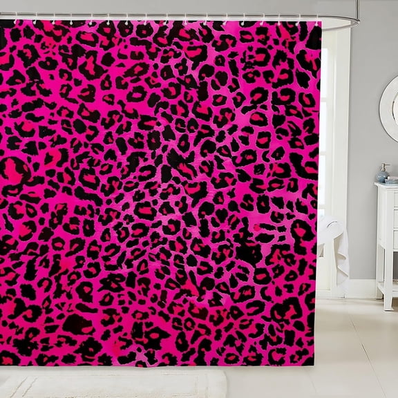 Hot Pink Leopard Shower Curtain for Bathroom Decor Animal Print Bathroom Accessories for Boys Girls Teens Cheetah Bath Curtain Waterproof Polyester Fabric for Bathtubs 54"W x 78"L (Pack of 1)