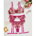 thumbnail image 1 of Hot Pink Lingerie Garter Silk Lace Set, 1 of 5