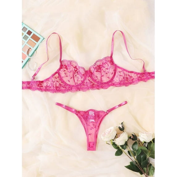 Hot Pink Lingerie Set See Through