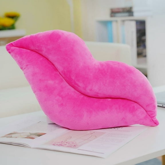 Hot Pink Lip Shape Throw Pillows Girls Soft Decorative Reversible Pillow Cushion for Bed Couch Office 25.6 Inch