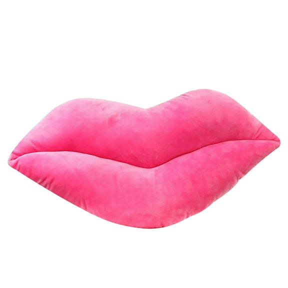 Hot Pink Lip Shape Throw Pillows Girls Valentine's Day Gift Soft Velvet Decorative Reversible Pillow Cushion for Bed Couch Office 19.8 x 13.6 Inch