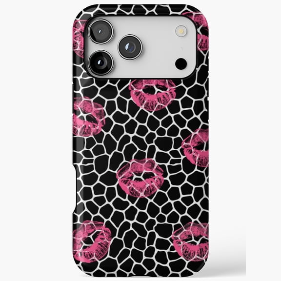 Hot Pink Lips Abstract Pattern for iPhone Case 11 through 17 Pro Max