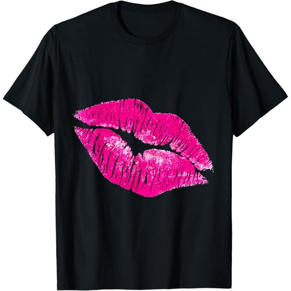 Hot Pink Lips Kiss 80s Lipstick Party T-Shirt T-Shirt