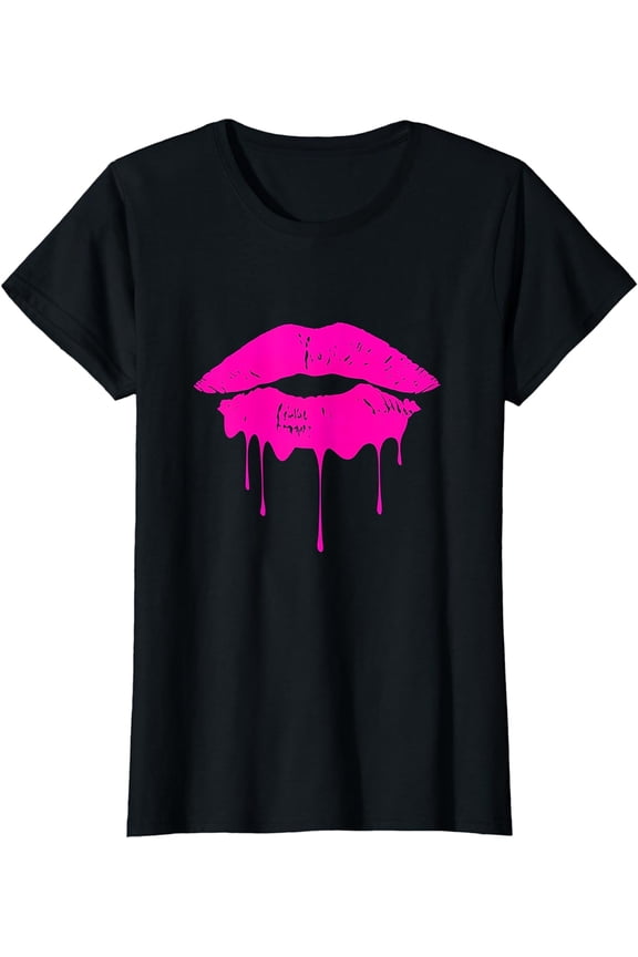 Hot Pink Lips Kiss tshit-Makeup tshirt vintage