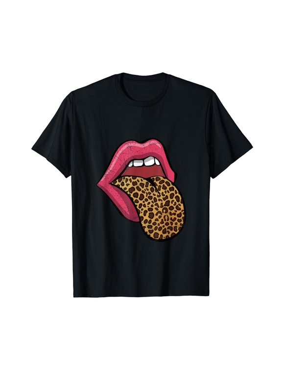 Hot Pink Lips Leopard Tongue T-Shirt