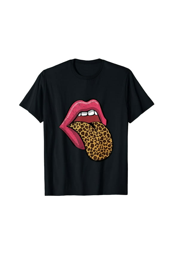 Hot Pink Lips Leopard Tongue T-Shirt