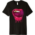 thumbnail image 1 of Hot Pink Lips Mouth Tongue Out - Cool Vintage Retro Premium T-Shirt, 1 of 5