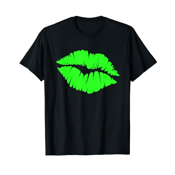 Hot Pink Lips Neon T-shirt 80s Kiss Tee