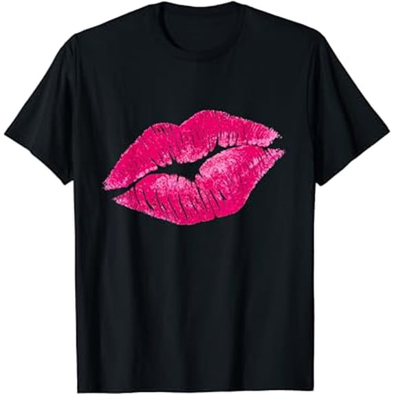 Hot Pink Lips Shirt Neon 80s Kiss Lipstick Party T-Shirt