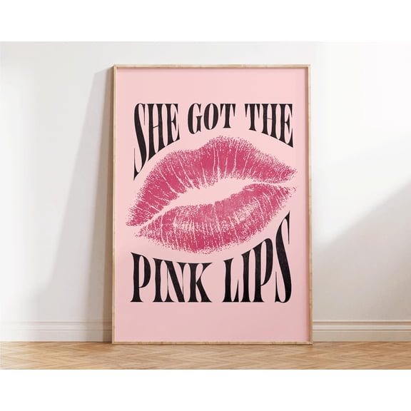 Hot Pink Lipstick Print, Aesthetic Kiss Art, Preppy Girl Room Decor, Glam Retro Wall Art, Chic Bedroom, Apartment Decor, Poster Only