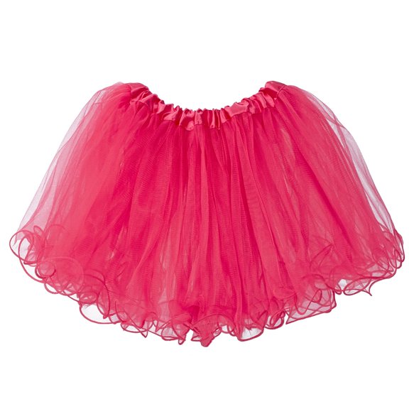 Hot Pink Little Girls Tutu Ruffle Edge 3-Layer (4 mo - 3T)