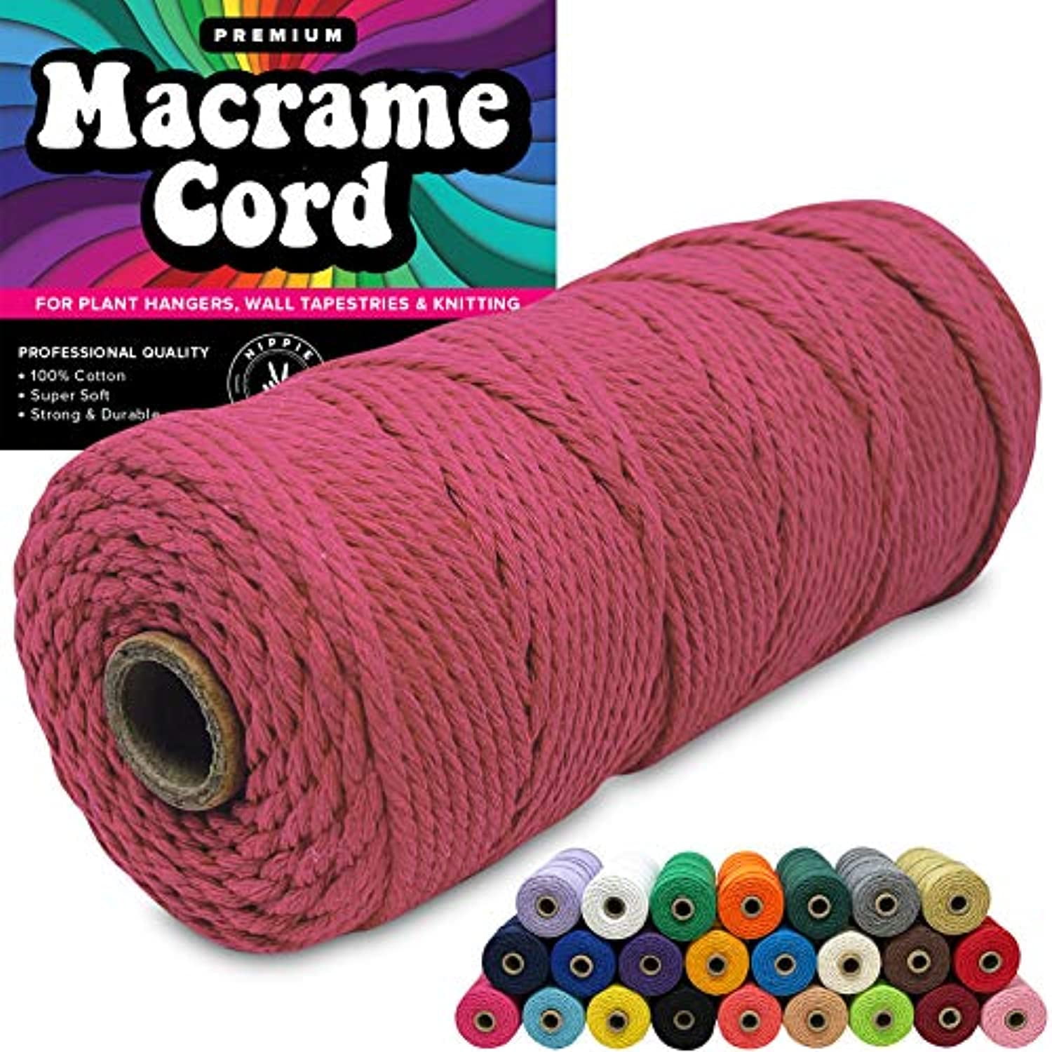 Ravenox Pink Cotton Macramé Cord  Natural Cord for Macramé Projects